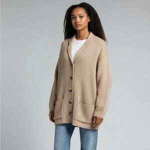 Women's Tan Button-Up Sweater